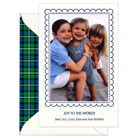 Scallop Border Photo Flat Letterpress Holiday Cards